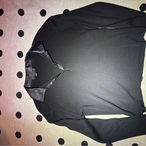 Geoffrey Beene Black Crop Top with Leather Collar